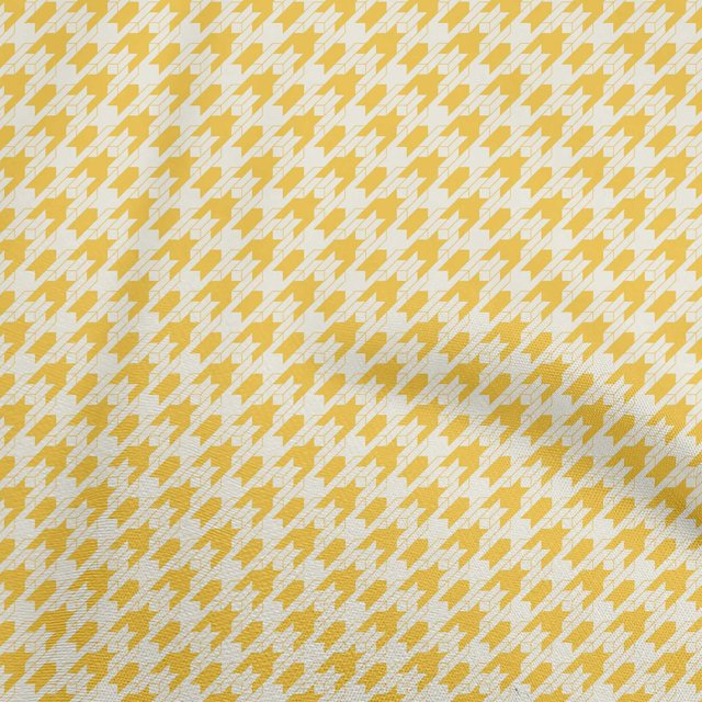 oneOone Viscose Chiffon Yellow Fabric Houndstooth Craft Projects Decor Fabric Printed By The Yard 42 Inch Wide