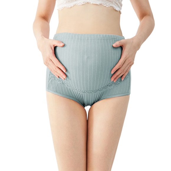 High Waist Maternity Underwear Bump Support Pregnancy Panties Soft Breathable Ribbed Stretch Adjustable Lace Trim Comfortable Seamless Postpartum Belly Band Womens Maternity Supportive Maternity Bras