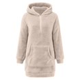 thumbnail image 5 of TJAZFJPA Petite Robe Noire pour Femmes Robe Décontractée Unie à Capuche Ample avec Fermeture Éclair Poche Chandail Col en V Robe Chandail en Molleton Mini Robe de Maternité, 5 of 5