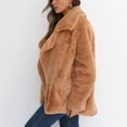 thumbnail image 3 of jsaierl Women's Autumn/Winter Solid Color Cardigan Plush Lapel Coat Tops, 3 of 6