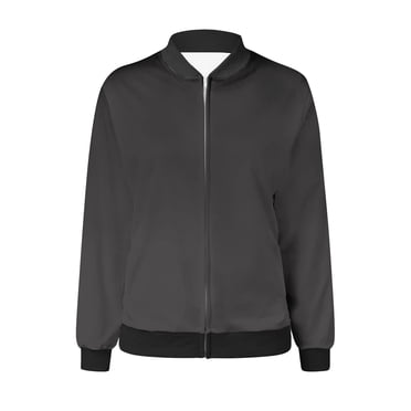 Mrat Scrub Jacket Ladies Casual Printed Pocket Women's Blazers & Suit Jackets Outwear & Jackets Button Blazer Jackets Zippered Coat Dark Gray L