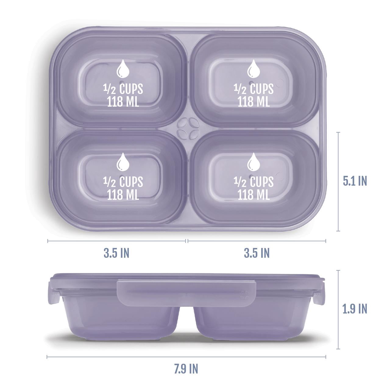 Ensemble de contenants à collation en plastique Ello Snap & Nest de 8 pièces de 2 tasses, Horizon Paste