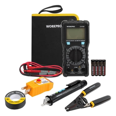 WorkPro 5 Piece Electrical Tester Kit,Digital Multimeter,NCV Detector,GFCI Receptacle Tester,Wire Stripper