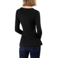 thumbnail image 3 of INSPIRE CHIC Women's V Neck Long Sleeve Ribbed Pullover Knitted Peplum Top, 3 of 7