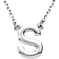 thumbnail image 1 of Precious Stars Unisex Sterling Silver Block Font S Initial Necklace, 1 of 2
