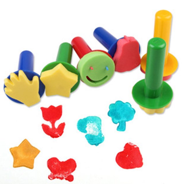 44pcs Sponge Painting Brushes Kit Mini DIY Painting Kits Early Learning Kids Paint Set Child Play Gift