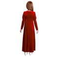 thumbnail image 2 of Rswnyirn Robe Médiévale en Velours pour Enfants Filles à Manches Longues Fleurs Dorées Renaissance Rétro Robe de Soirée d'Halloween Costume Rouge 14, 2 of 7