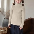 thumbnail image 2 of zbxnLI Toddler Girls Turtleneck Sweaters Ribbed Long Sleeve Knit Pullover Sweater Fall Winter Warm Tops, 2 of 4