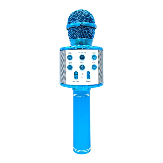 Graflsoa Portable LED Bluetooth Karaoke Microphone with Voice Change & Noise Reduction for Kids and Adults - WS858L (Blue)