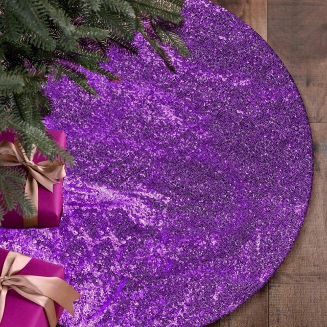 MesaSe Sequined Christmas Tree Skirt 24-Inch Sequined Double-Layer Tree Cushion Christmas Tree Decoration Double-Layer Easy-To-Wear Christmas Tree Skirt