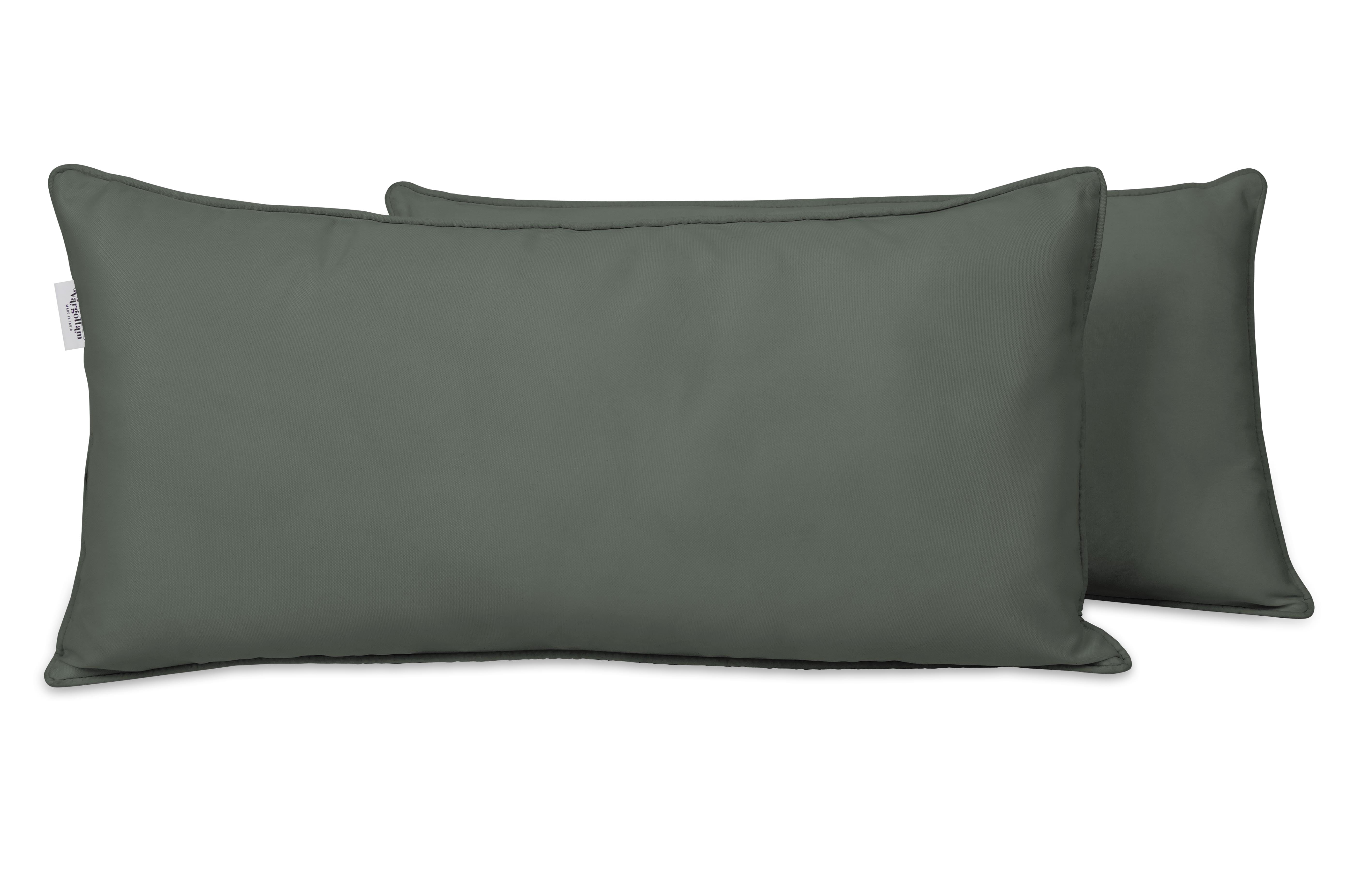 VargottamIndoor/OutdoorPolyester FabricLumbarPillowCover,All-Weather Waterproof Rectangular Cushion Case for Patio Furniture,12" x 24"Set of 2-Dark Gray