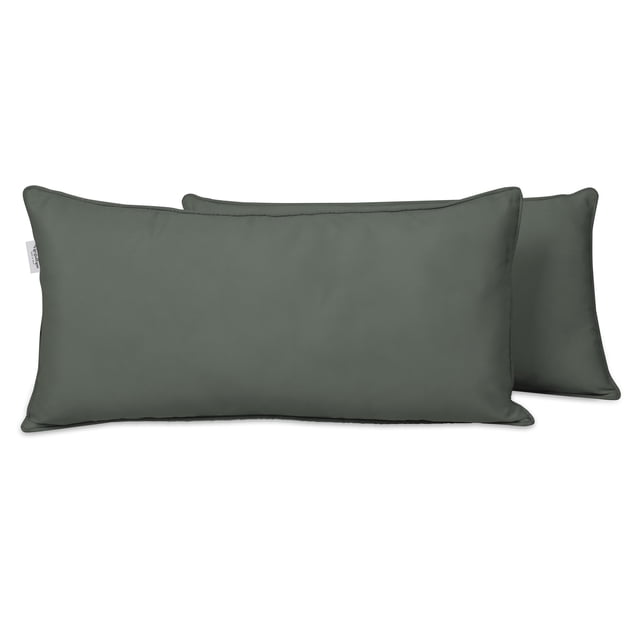 VargottamIndoor/OutdoorPolyester FabricLumbarPillowCover,All-Weather Waterproof Rectangular Cushion Case for Patio Furniture,12" x 24"Set of 2-Dark Gray
