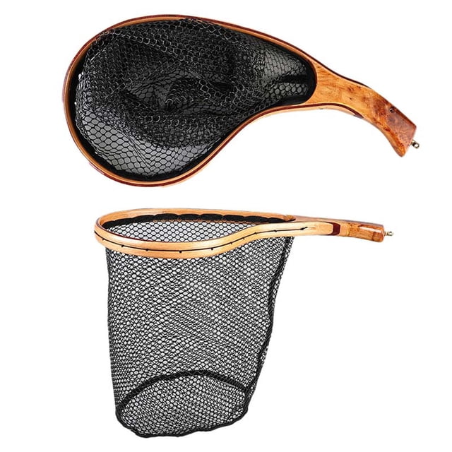 Light Wood Landing Net 13.8" Rubberized Micro Net For Fly Fishing & Trout Foldable Stream Landing Net With Copper Joints (5.3oz Boxed) Pole for Men Rigs for Saltwater Ice Floor Mens Stuff Rigs for