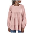 thumbnail image 1 of Babysbule Liquidation Haut d'Été pour Femmes Blouse à Manches Longues Lanterne à Col Rond pour Femmes Hauts, 1 of 8