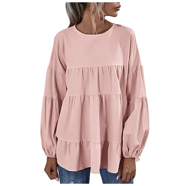 Babysbule Liquidation Haut d'Été pour Femmes Blouse à Manches Longues Lanterne à Col Rond pour Femmes Hauts