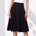 thumbnail image 1 of Pisexur Jupe au Genou Femme Fille Extensible Taille Haute Plissée Version Mi-Longue Jupe Évasée en Tricot Jupe Mi-Longue, 1 of 4