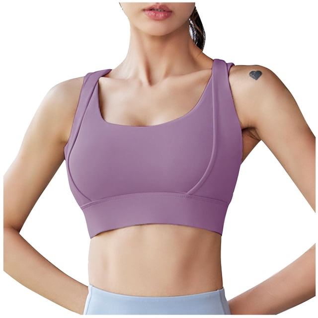Virmaxy Soutien-Gorge de Sport à Fort Impact pour Femmes Soutien-Gorge de Sport avec Bretelles Amortissantes Rassemblant et Couvrant les Seins Violet P