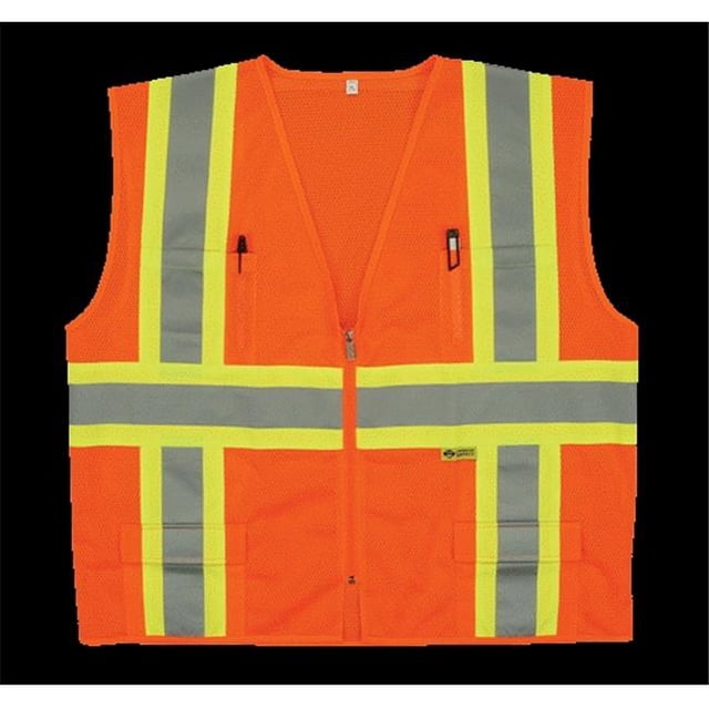 Gilet Multi-Poches en Maille Classe 2 2W - Orange, Extra Grand
