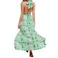 thumbnail image 4 of FOCUSNORM Women Sexy Backless Slit Dress Tie-dye Pattern Deep V-neck Sleeveless, 4 of 8