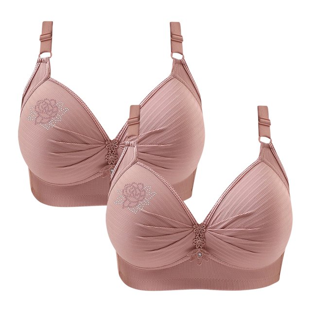 Timegard Wireless Bras for Women 2pc Ruched Full Support Adjustable Strap Comfy Daily Seniors Bras