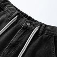thumbnail image 4 of Styesk Mens Shorts Men's Outdoor Pocket Elastic Waist Drawstring Solid Color Denim Wide Leg Shorts, 4 of 9