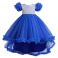thumbnail image 1 of PMVFHDE Robes pour Petites Filles Enfants Bébé Enfants Printemps Été Robe de Fête pour Filles Colorée Train Robe pour Enfants Robe Fille Anniversaire Robe pour Enfants, Bleu Foncé, 11-12 Ans, 1 of 5