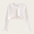 thumbnail image 2 of SROBPTY Cardigans d'Automne pour Filles, Cardigan Tricoté Uni à Col Rond à Manches Longues pour Enfants, Veste en Laine Décontractée Blanche 5 Ans, 2 of 4