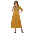 thumbnail image 2 of Moomaya Printed Front Slit A-Line Kurtis For Women Short Sleeve Summer Kurta, 2 of 5