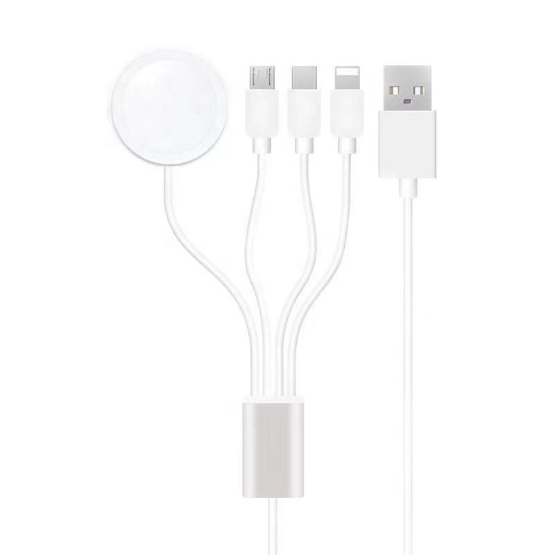 Multi USB Charger Cable 3A, 4 in 1 Fast Charge With Type-C Micro USB Port Connector Lead, Compatible/Replacement for Smartphone/ Watch(4Ft Only For Charging)