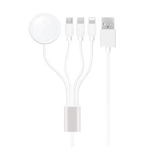 Multi USB Charger Cable 3A, 4 in 1 Fast Charge With Type-C Micro USB Port Connector Lead, Compatible/Replacement for Smartphone/ Watch(4Ft Only For Charging)