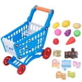 thumbnail image 2 of Kids Shopping Cart Set, Children's Toy Kids Shopping Cart Play Food Toys Interactive Improves Hand Eye Coordination Simulation  For Learning Development Pink,Blue, 2 of 8
