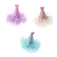 thumbnail image 1 of 3pcs Adorable Chat Chien Fête d'Anniversaire Chapeau en Forme de Pinces à Cheveux (Violet, Vert et Or), 1 of 8