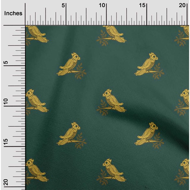 oneOone Silk Tabby Fabric Bird Block Print Fabric By Yard 42 Inch Wide