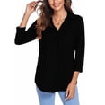 thumbnail image 2 of Innerwin Tops 3/4 Sleeve Women Blouse Work Solid Color Elegant Shirts Black L, 2 of 4