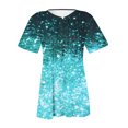 thumbnail image 5 of CEHVOM Mode Femme Décontractée Imprimé Col Rond Ample Manches Courtes T-shirt Haut Blouse Chandail Liquidation, 5 of 5