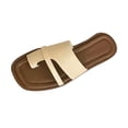 thumbnail image 1 of Sandales à Enfiler pour Femmes, Chaussures de Plage Plates avec Tige en Cuir, Semelle Intérieure Coussinée, Design Uni, Port Décontracté Extérieur Intérieur, Taille 35, 1 of 3