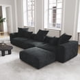 thumbnail image 4 of The Magic Home 3-Seater Convertible Modular L-Shaped Corduroy Sectional Sofa, Black, 4 of 10