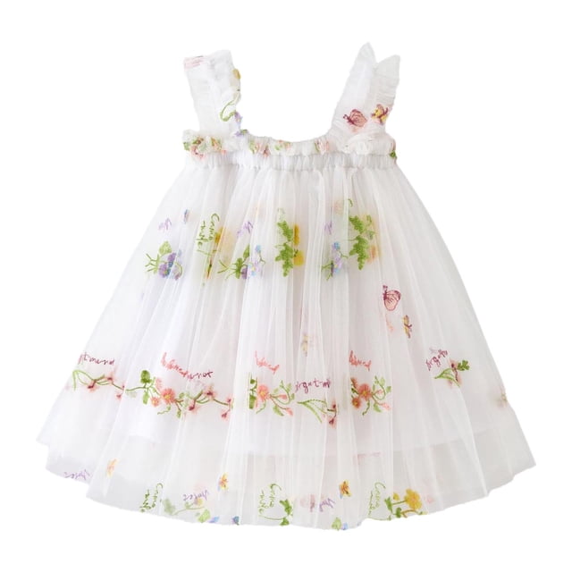 Robe Décontractée pour Filles Sans Manches Tutu pour Tout-Petites Robes de Fée Robe en Tulle 3-4 Ans