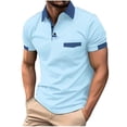 thumbnail image 2 of Jovati Chemise à Manches Courtes à Col Rabattu pour Hommes, Design à Rayures avec Fermeture Éclair à l'Avant, Tissu en Polyester, Coupe Décontractée, Haut d'Été Léger, Vêtement d'Extérieur Respirant, 2 of 9