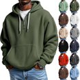 thumbnail image 1 of Yuyuzo Mens Hoodies Quarter Zip Drawstring Long Sleeve Shirts Casual Textured Loose Sweatshirts Pullover with Pockets, 1 of 5