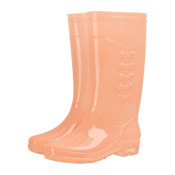 WIZUTIZ High-Top Rain Boots Women Fashion PVC Adult Transparent Rain Boots up to 50% Off Orange