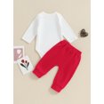 thumbnail image 4 of Honganda 0-18 Months Baby Boy Valentine's Day Outfit Letter Heart Long Sleeve Rompers Pants Set Fall Spring 2 Pcs Clothes, 4 of 9