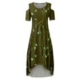 thumbnail image 3 of JULMCOMO Robes Grande Taille pour Femmes 5x Robe d'Été à Épaules Dénudées pour Invitée de Mariage Tendance à Imprimé Floral à Manches Courtes Col Ras du Cou Longue Robe Violet 5TG, 3 of 6
