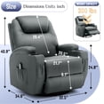 thumbnail image 2 of Korser   Swivel Rocker    Recliner  Chair with Massage Faux Leather for Living Room,Grey, 2 of 7