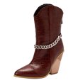 thumbnail image 2 of Qertyioot Bottes de Neige Zippées pour Femmes, Bottes Mode Unies à Talons Hauts Pointus, 2 of 6