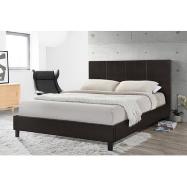 Espresso Uptown PU Upholstered King Size Platform Bed (No Box Spring Required)