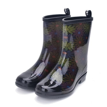 CEHVOM 2021 Bottes Mi-Hautes Style Punk pour Femmes Bottes de Pluie Antidérapantes Chaussures d'Extérieur en Caoutchouc Imperméables