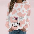 thumbnail image 2 of CEHVOM Womens Shirts Round-Neck Print Long Sleeve Tops Printed Regular Blouse Clearance, 2 of 5