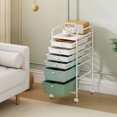 thumbnail image 3 of Costway 6-Drawer Rolling Art & Craft Storage Cart with Removable Drawers & Metal Frame, Lockable Wheels Gradient Green, 3 of 10