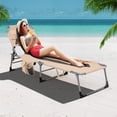 thumbnail image 2 of Topbuy Beach Lounge Chair with 5 Adjustable Positions, Kids, Detachable Pillow and Hand Ropes - Set of 1, Beige, 2 of 9
